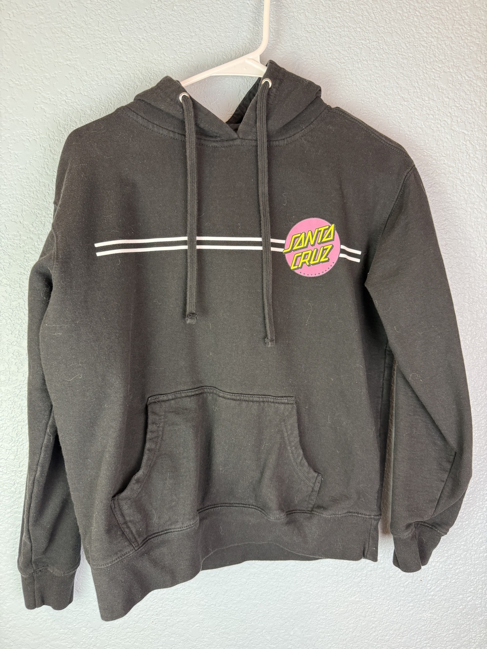 Santa Cruz Hoodie Mens Small Pullover Pink Neon Skateboards Skateboarding Sweate